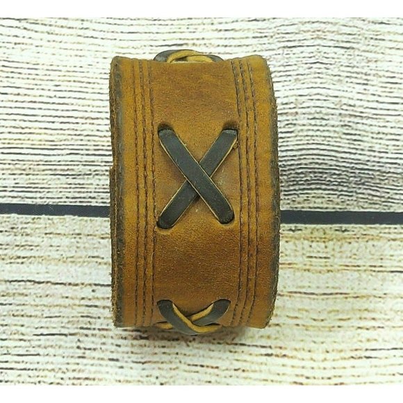 Cuff Leather Bracelet Handmade Boho Wristband Unisex Gift For Men and Women VTG - Picture 2 of 10